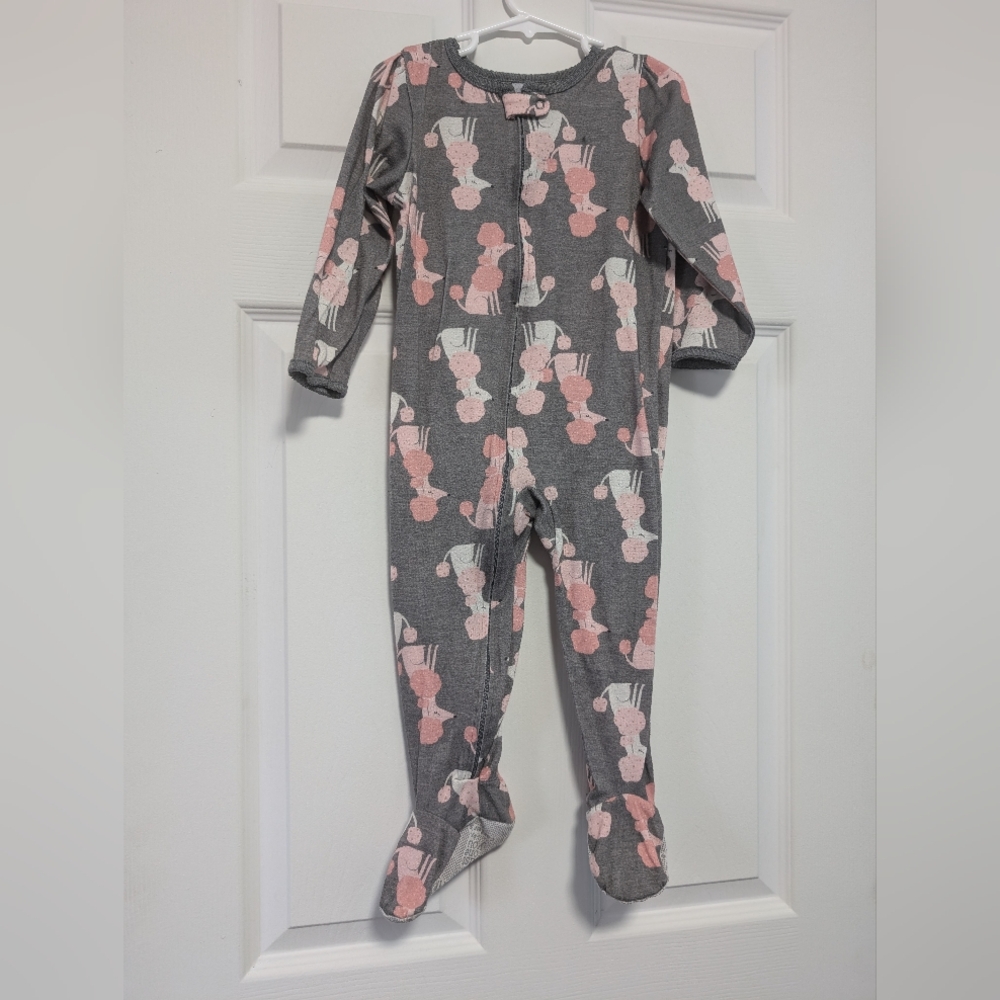 Carter's Cozy Gray and Pink Bunny One Piece Footies